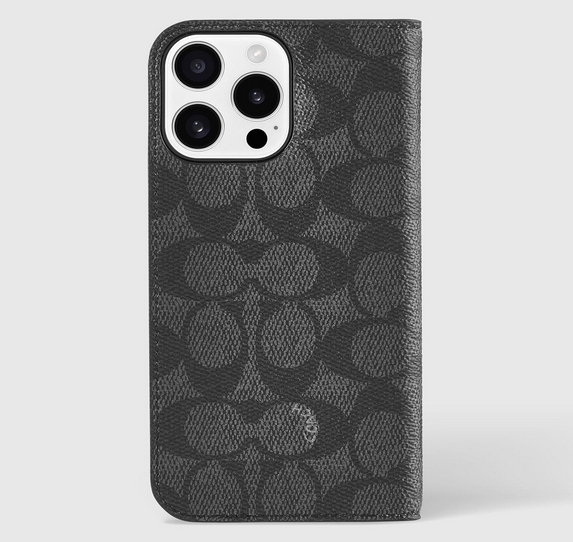 Coach☆Folio Signature Canvas iPhone 16 Pro Max対応 グレー系