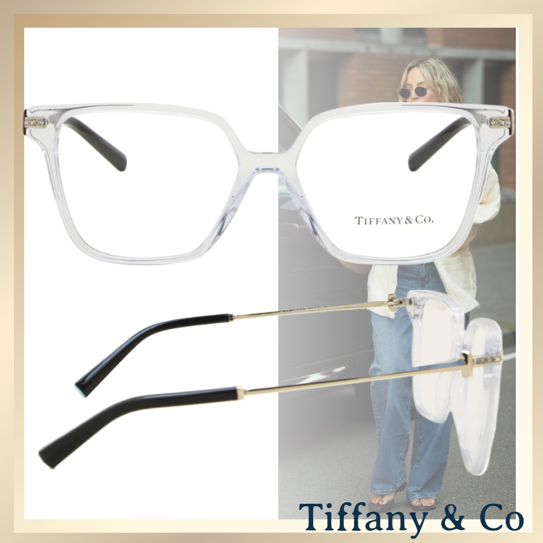 クリア＆ゴールドが オシャレな ≪Tiffany&Co≫ スクエア 眼鏡