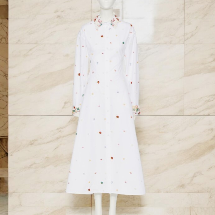 関税送料込み【VALENTINO】ポイント刺しゅうホワイトドレス
