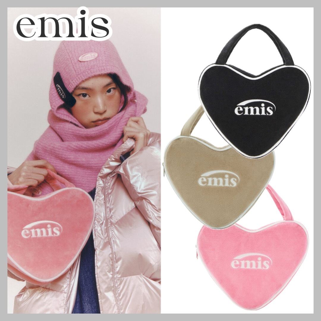 【韓国EMIS エミス】VELOUR HEART TOTE BAG