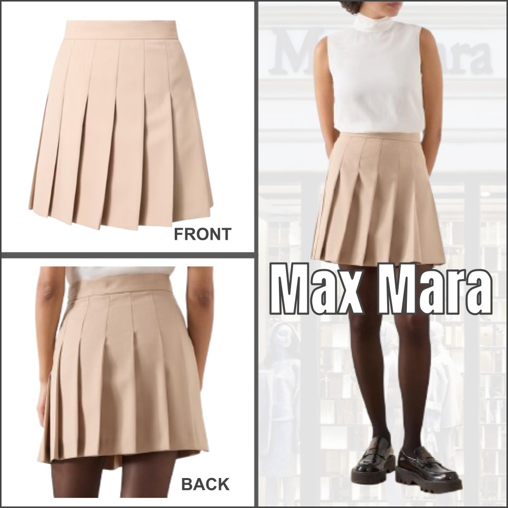 関税送料込【MaxMaraStudio】ショート スカート プリーツ ピンク