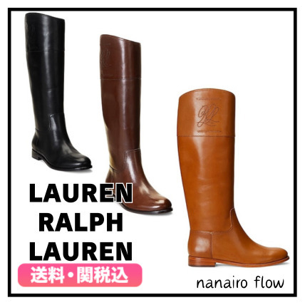 ★LAUREN RALPH LAUREN★ ロゴレザー ロングブーツ 送料関税込