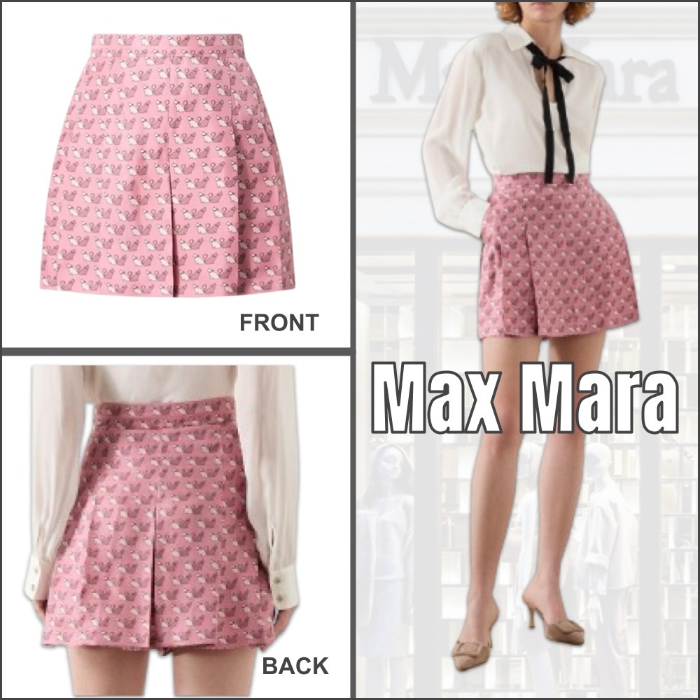 関税送料込【MaxMaraStudio】ショート キュロット シルク ピンク