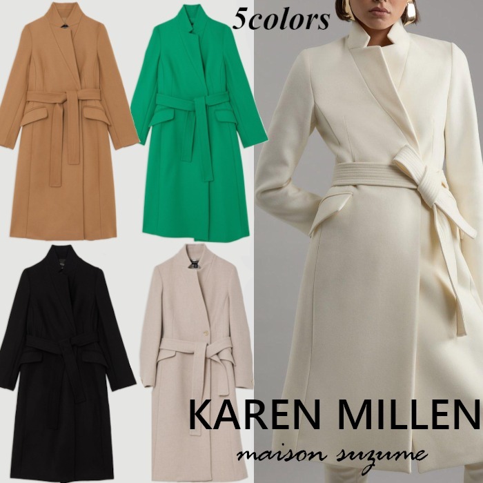 【KAREN MILLEN】プレミアムウール☆テイラードラップコート