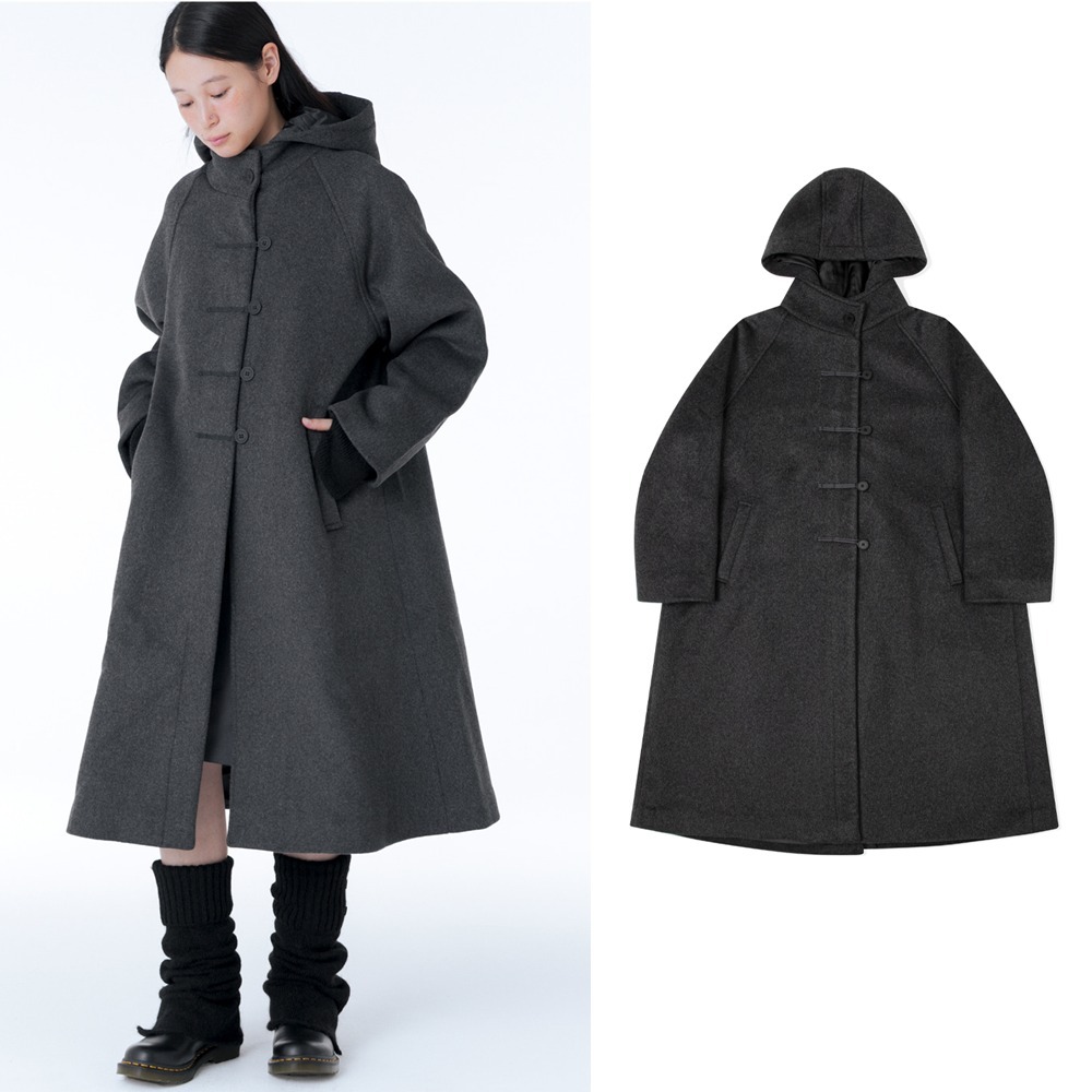 コート [MISEKI SEOUL] Hoodie long duffle coat CHARCOAL