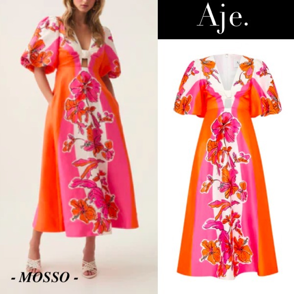 【Aje.】Overflow Knotted Midi Dress フラワー ノット ミディ