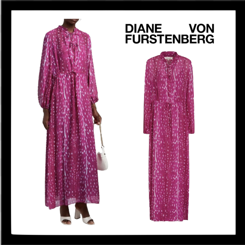 [DIANE VON FURSTENBERG]ジョーゼット マキシワンピース DIANE VON FURSTENBERG ジョーゼット マキシワンピース