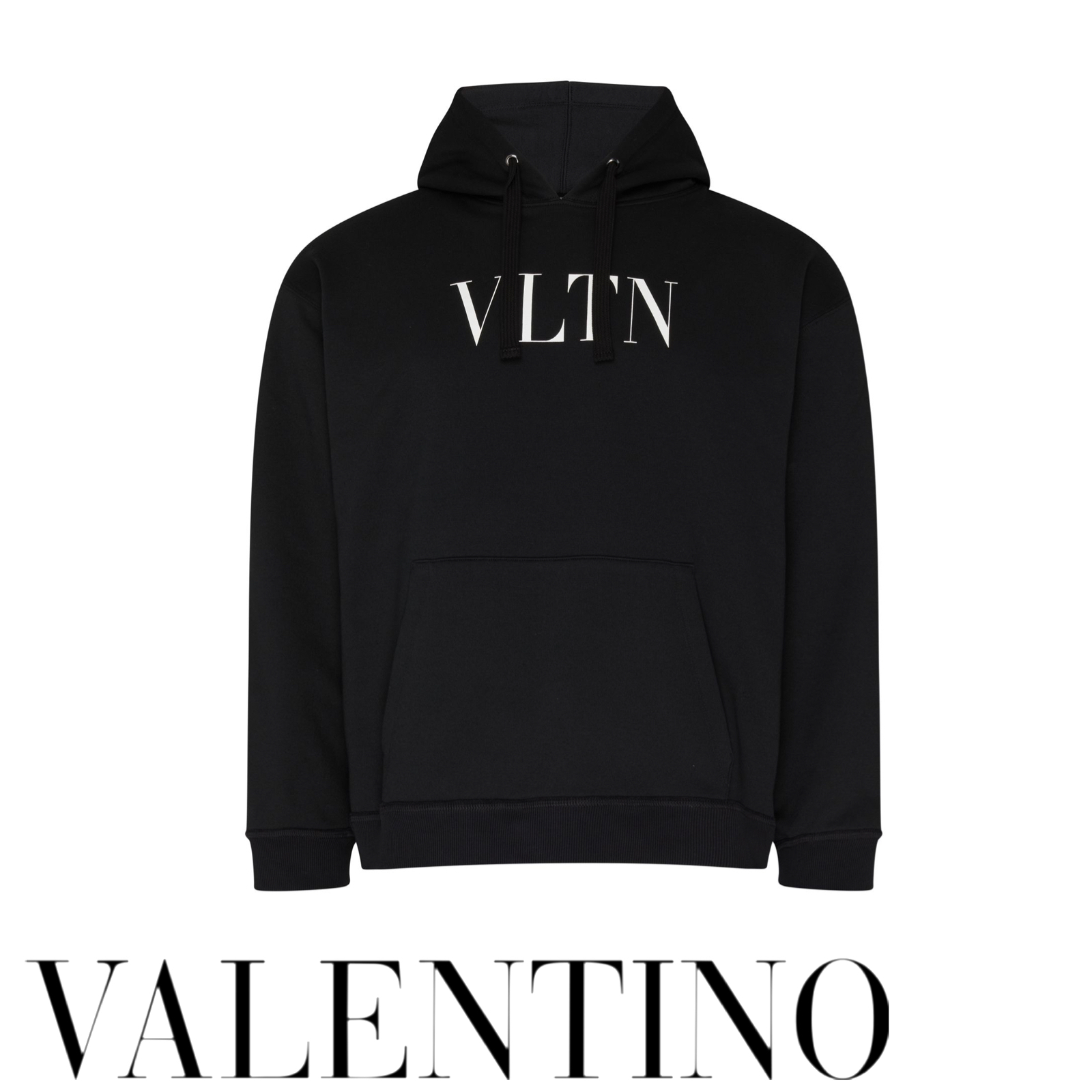 【 VALENTINO 】VLTNロゴ コットンフーディ パーカー nero