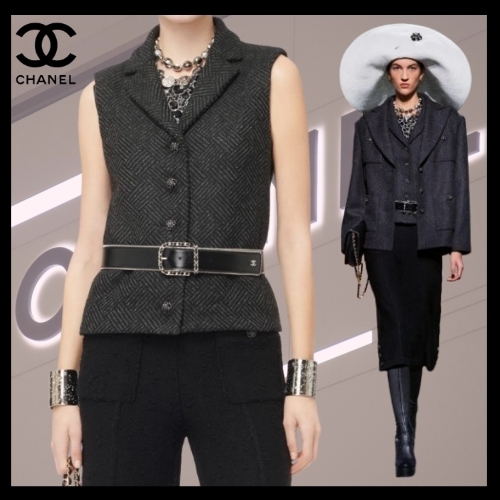☆かっこいい☆【CHANEL】ベスト ウールツイード ブラック