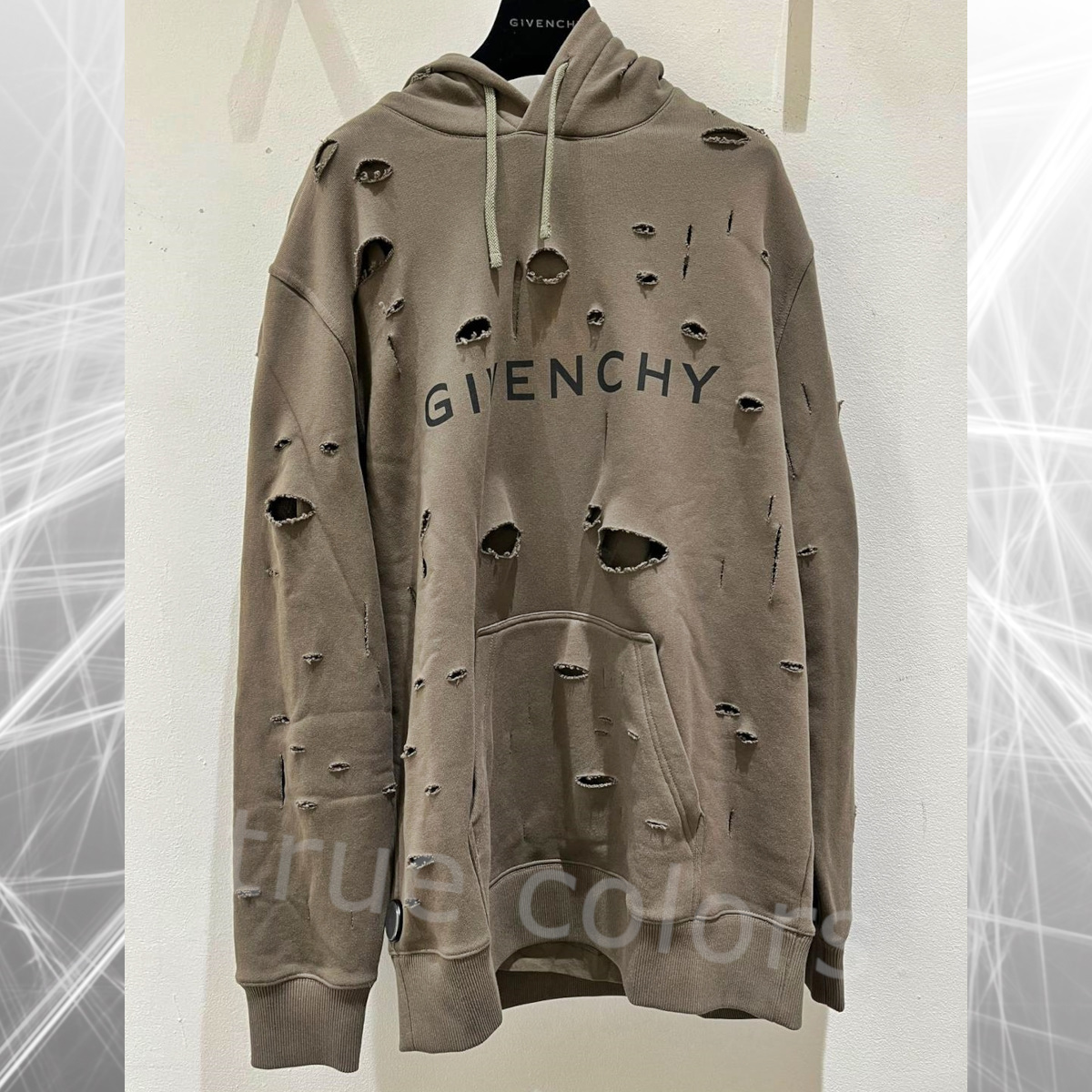 GIVENCHY ロゴデストロイドディテール スウェットフーディ*KHAKI