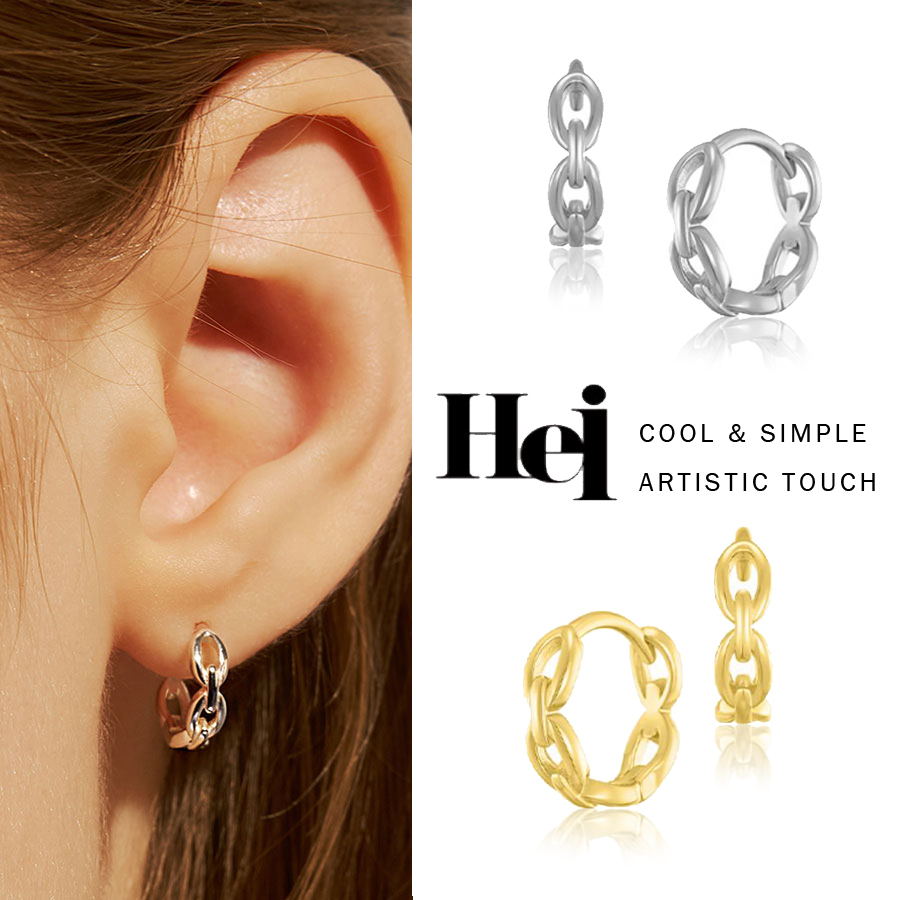 韓国発【Hei】(Silver925) chain one-touch earring☆ピアス