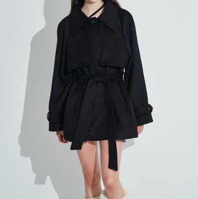 Wool Rich Half Coat [Black]★Rose Frantz★[クーポン贈呈]