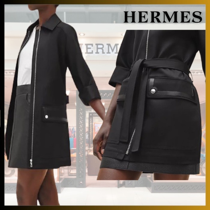【綺麗なシルエットが際立つ】HERMES ショートジップコート