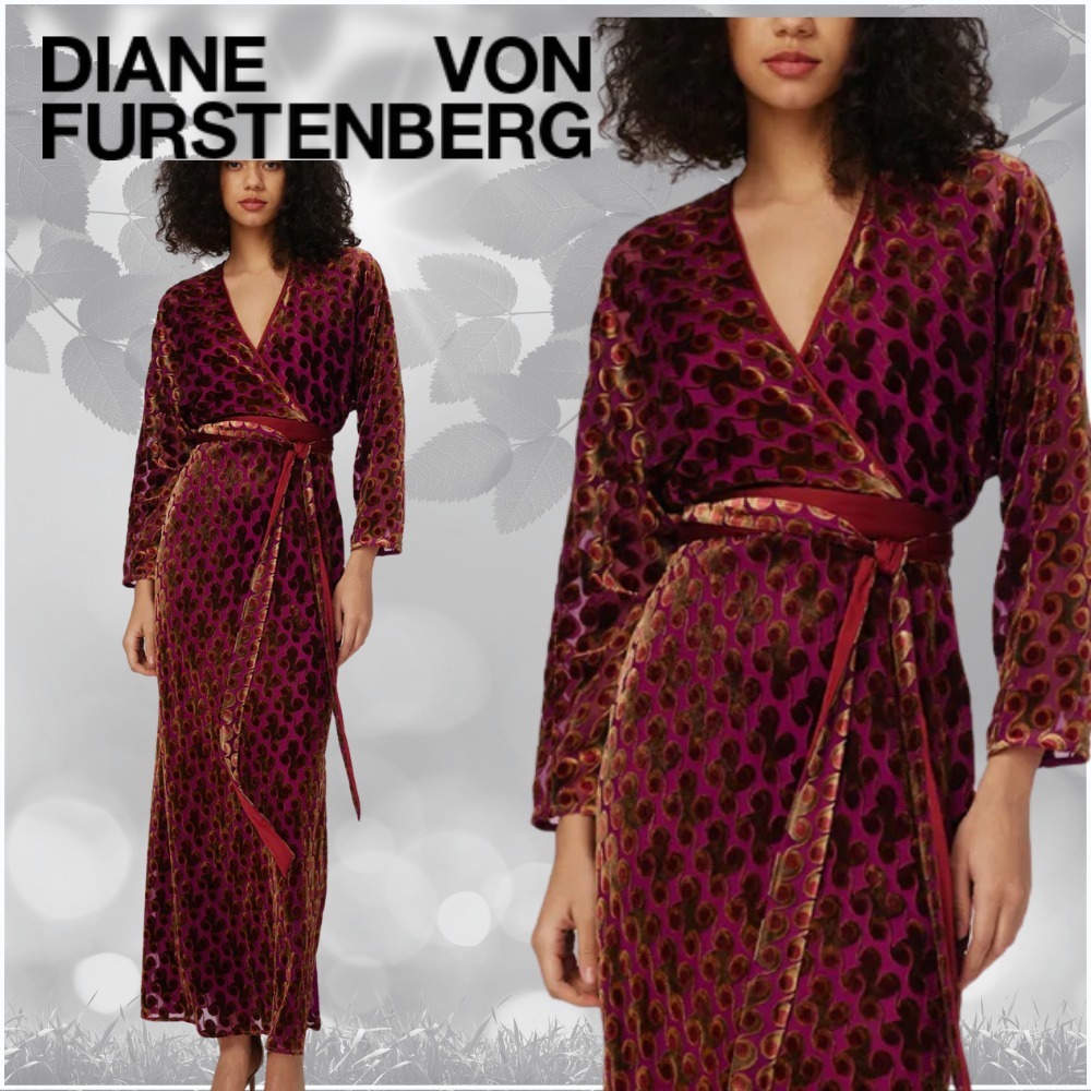 【関税込】DVF ★美しいシルエット★Babette ベルベットドレス