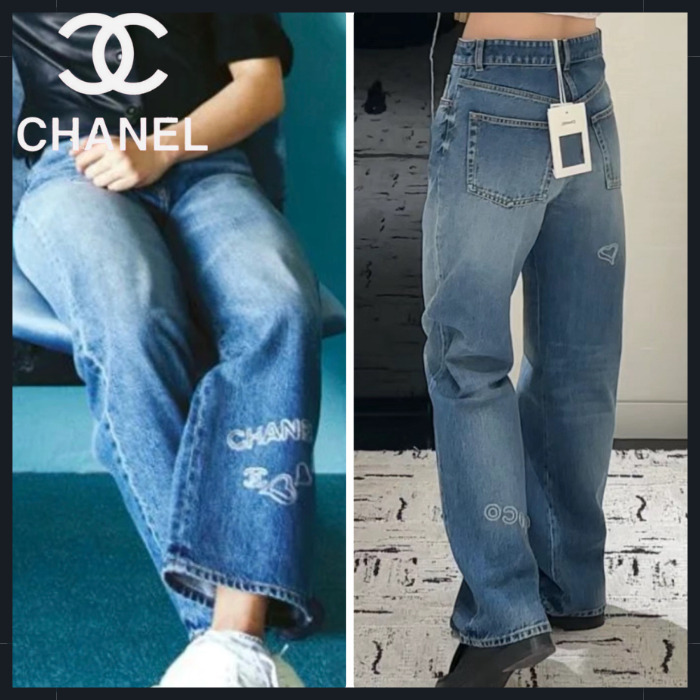 ◆刺繍がポイント◆CHANEL ウォッシュドデニムジーンズ