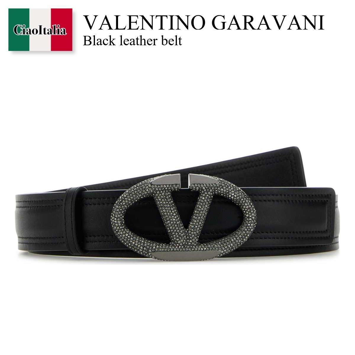 ベルト Valentino Garavani Black Leather Belt