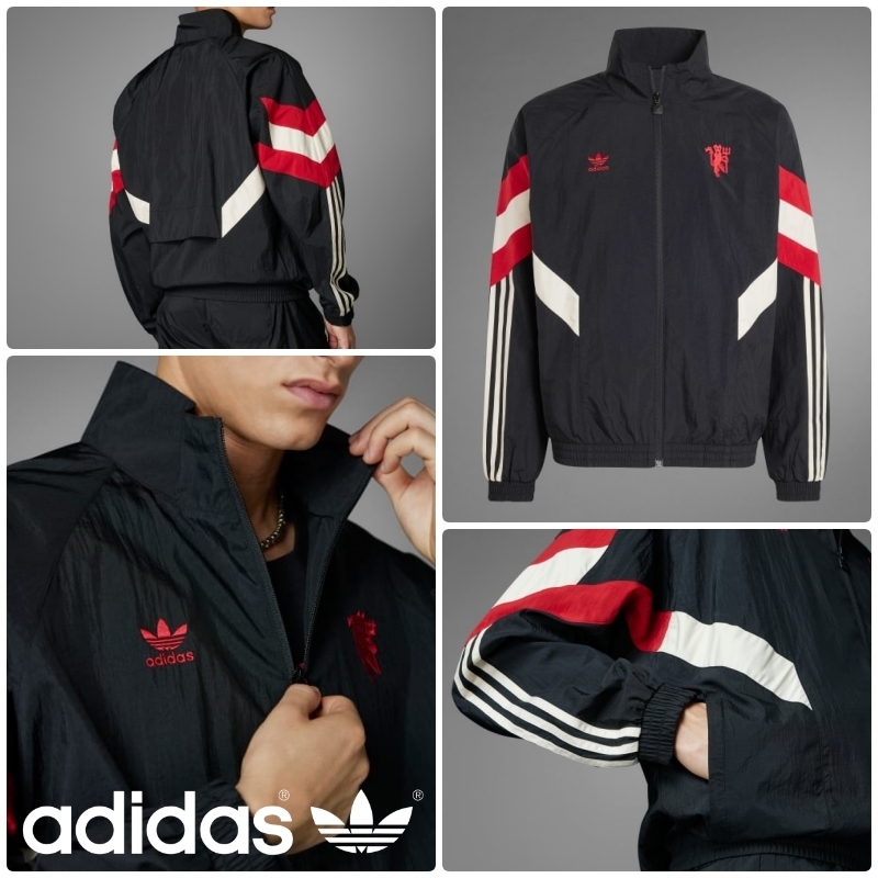 【Adidas】 Manchester United Originals Track Top Black Red