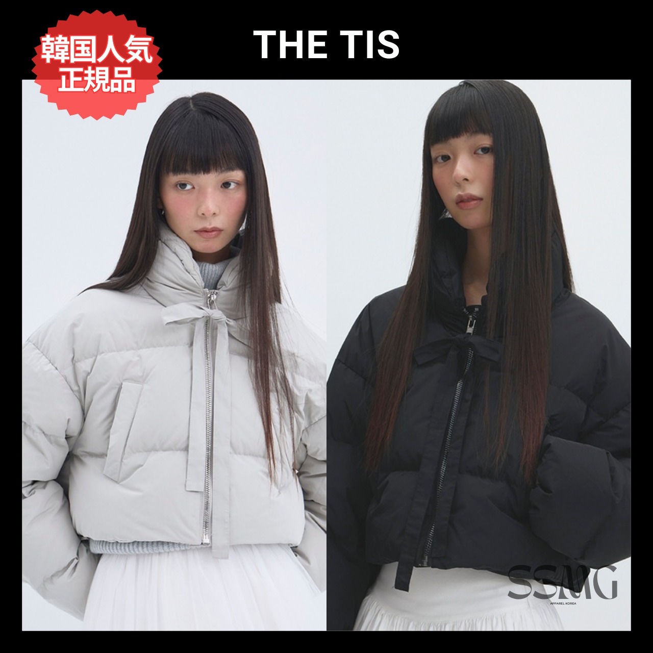 【THE TIS】韓国人気◆RIBBON SHORT GOOSE DOWN ショート リボン