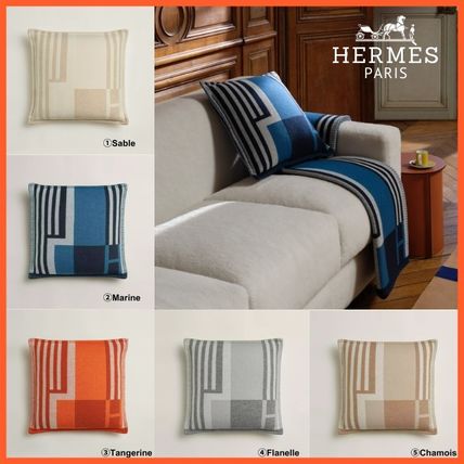 HERMES 2トーン クッション グレー