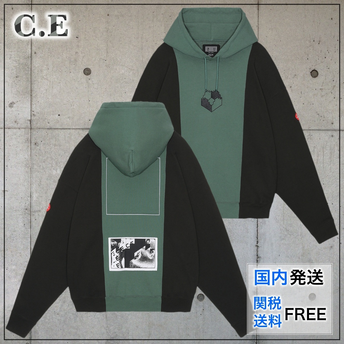 【国内買付】C.E PANELED TWO TONE HOODY パーカー フーディー
