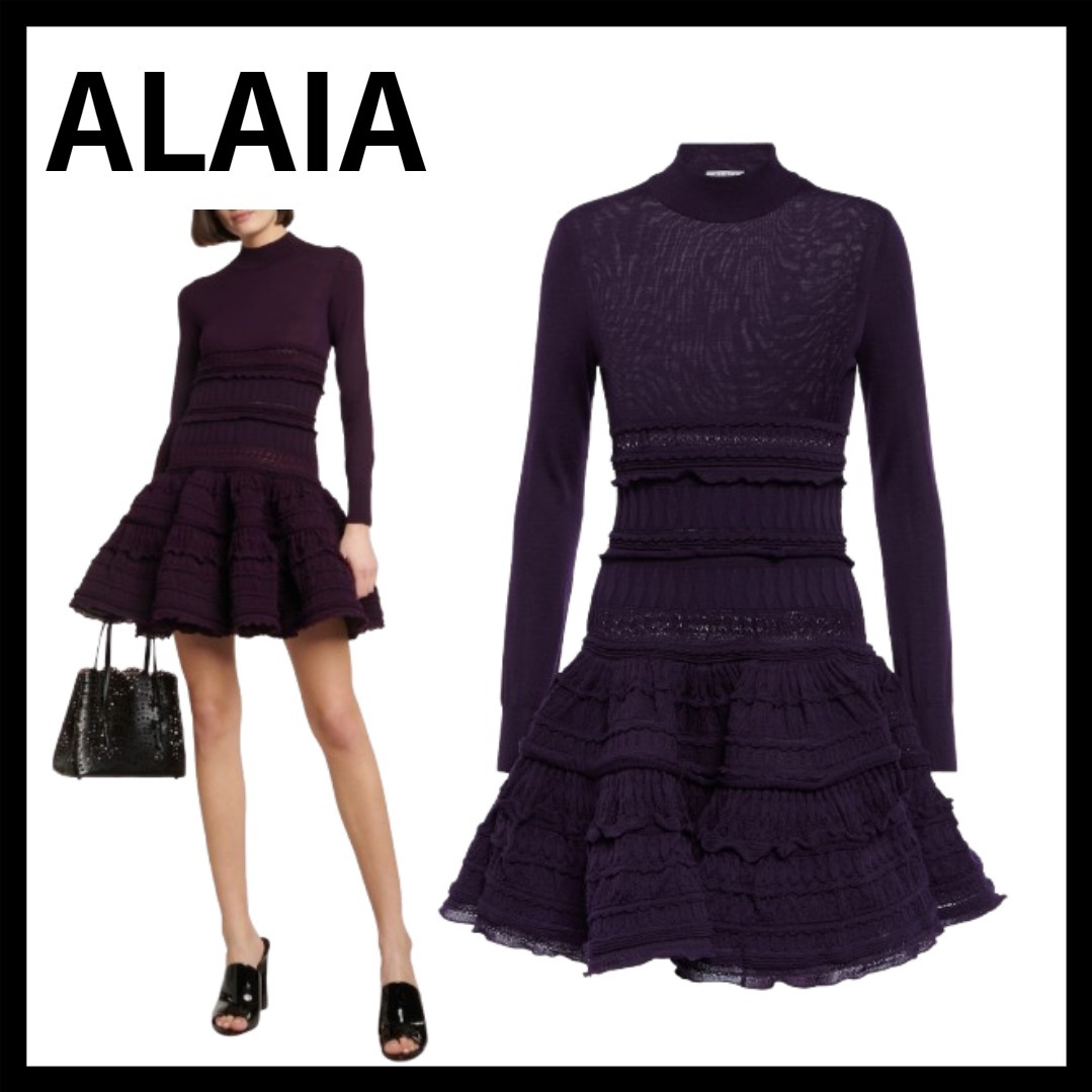 ALAIA アライア フリル バージンウール ミニドレス
