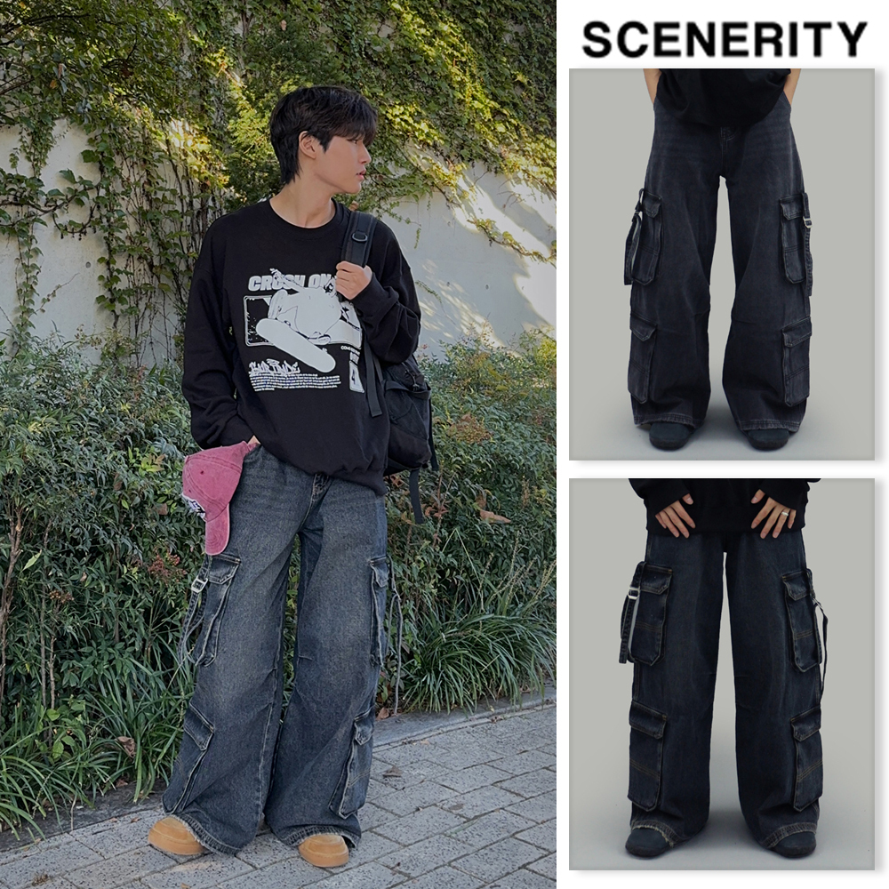 【SCENERITY】Double cargo denim pants