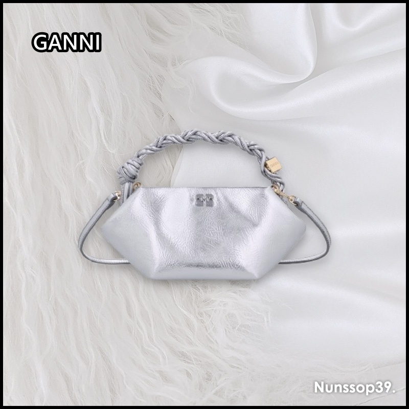 《GANNI》 A6595 018 ミニガニブ メタリック クロスバッグ