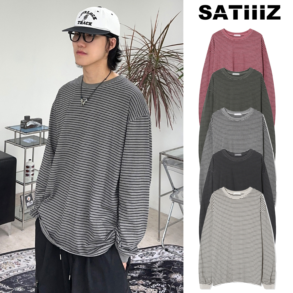【SATIIIZ】Zeon Pigment Stripe Long Sleeve