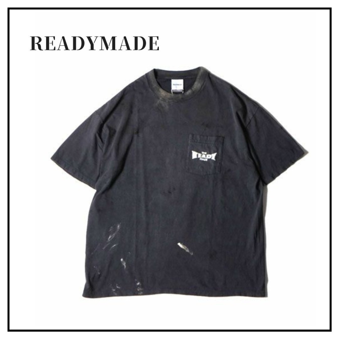 関税込【READYMADE】distressed logo ダメージ ロゴ Tシャツ