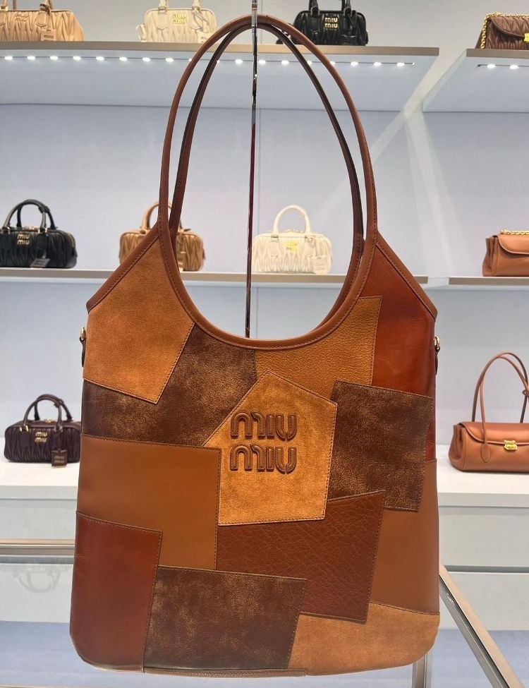 トートバッグ MIU MIU 5BG231_2CRI IVY LEATHER PATCHWORK BAG