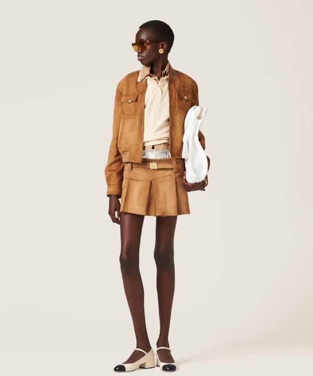 《送料無料》 MIU MIU Pleated suede skirt