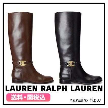 ★LAUREN RALPH LAUREN★ ロゴ 牛革 ロングブーツ 送料関税込