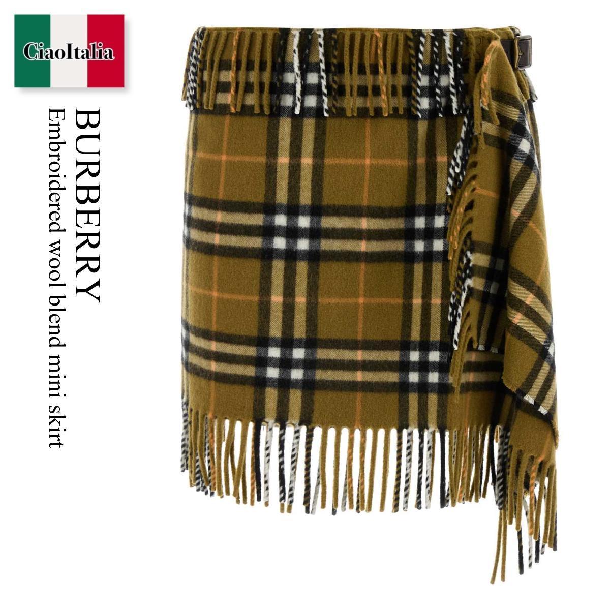 ミニスカート Burberry Embroidered Wool Blend Mini Skirt