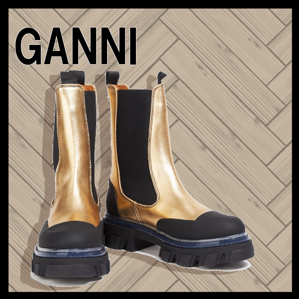 【GANNI】メタリック チェルシーブーツ GANNI