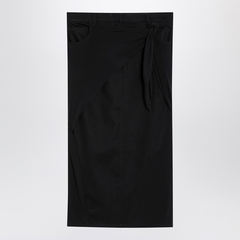 スカート Courreges Black midi skirt with draping