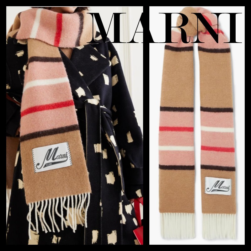 【関送込】MARNI アルパカ混 マフラー ストライプ柄