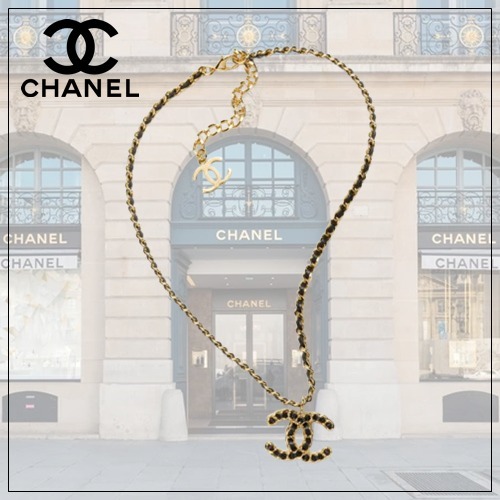レザーmixでエレガントな♪【CHANEL】CCロゴ ネックレス