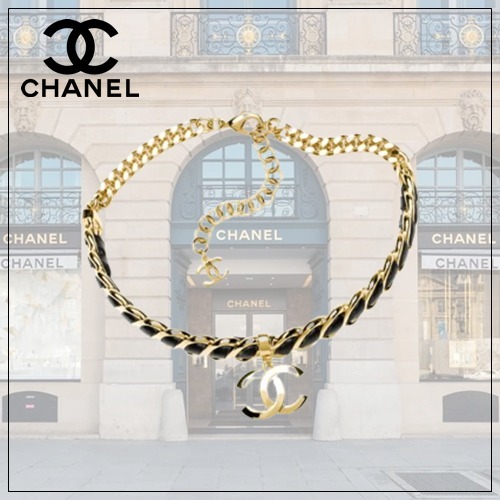 レザーmixチェーン♪【CHANEL】CCロゴ チョーカー