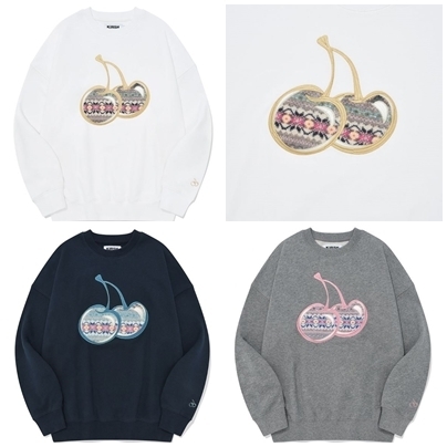 KIRSH BIG CHERRY APPLIQUE SWEATSHIRT★