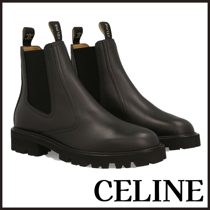 【関税込】CELINE セリーヌ チェルシーブーツ ラウンドトゥ ロゴ