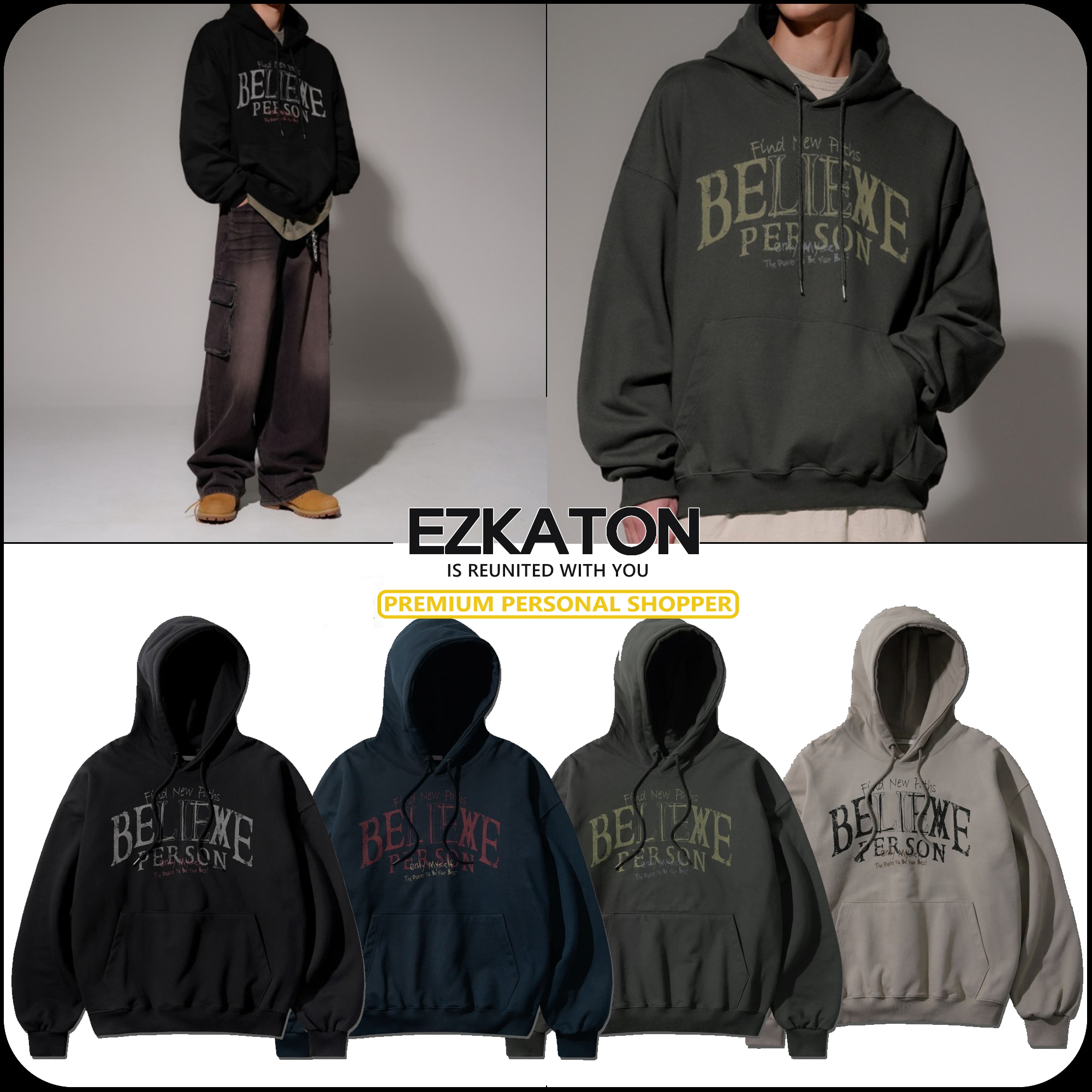 [ EZKATON ]★24FW★韓国人気★BELIEVE HEAVY COTTON HOODIE