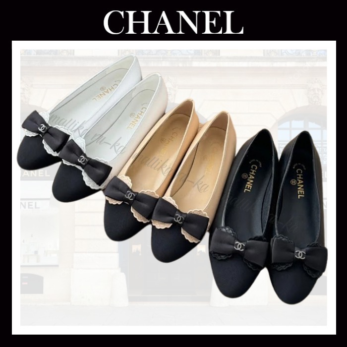 リボンがカワイイ☆【CHANEL】 バレリーナ フラットシューズ