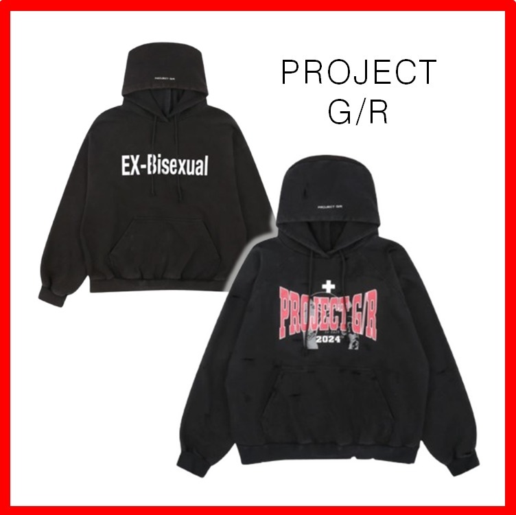 ★人気【Project G/R】Two Faced Washed Hoodi.e★washed black
