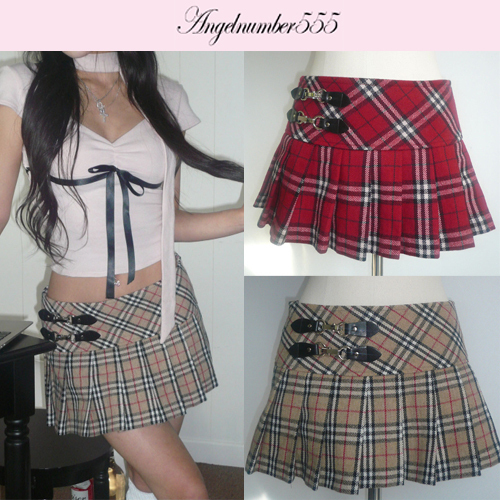 ★韓国人気★Angelnumber555★buckle tartan skirt