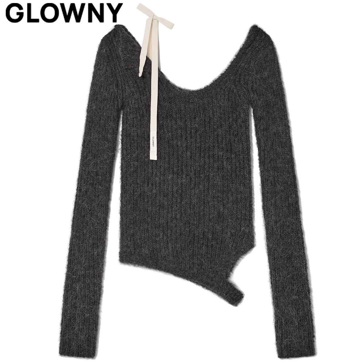☆GLOWNY☆ISA ASYMMETRICAL KNIT TOP (SOOT)☆正規品/直送料込