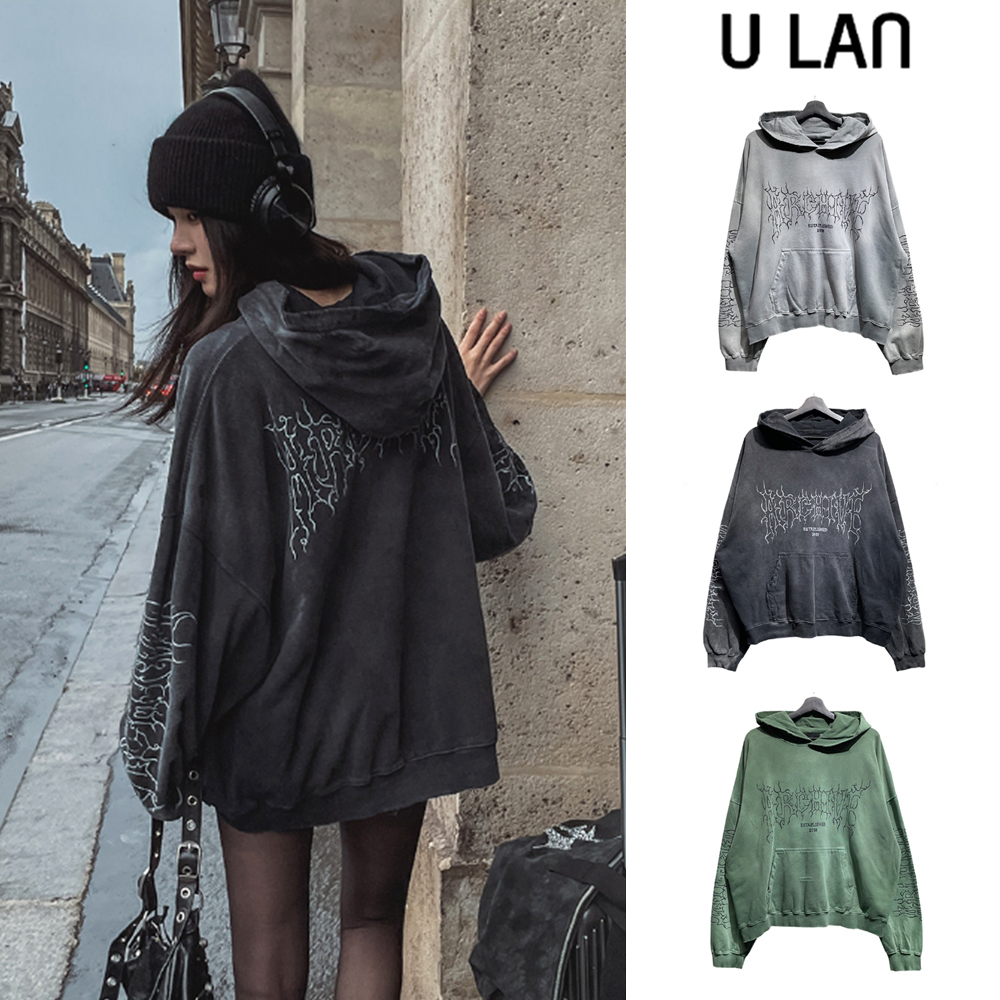 【U LAN】Eike printed balloon hoodie