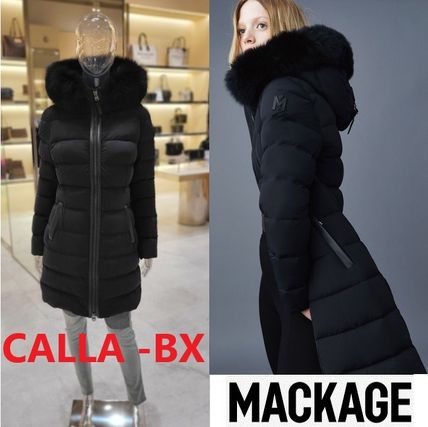 エレガントな【Mackage】Calla シアリング ダウンコート 23秋冬 Calla, Agile-360 stretch light down coat with blue fox fur