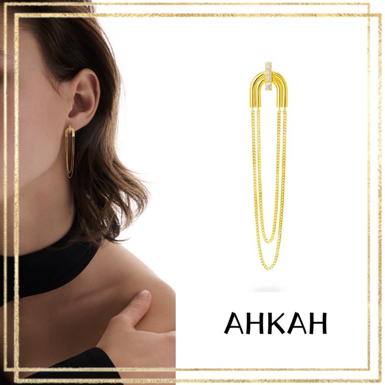 AHKAH アーカー ピアス シャンデリアチェーンアーチ 18K ダイヤ