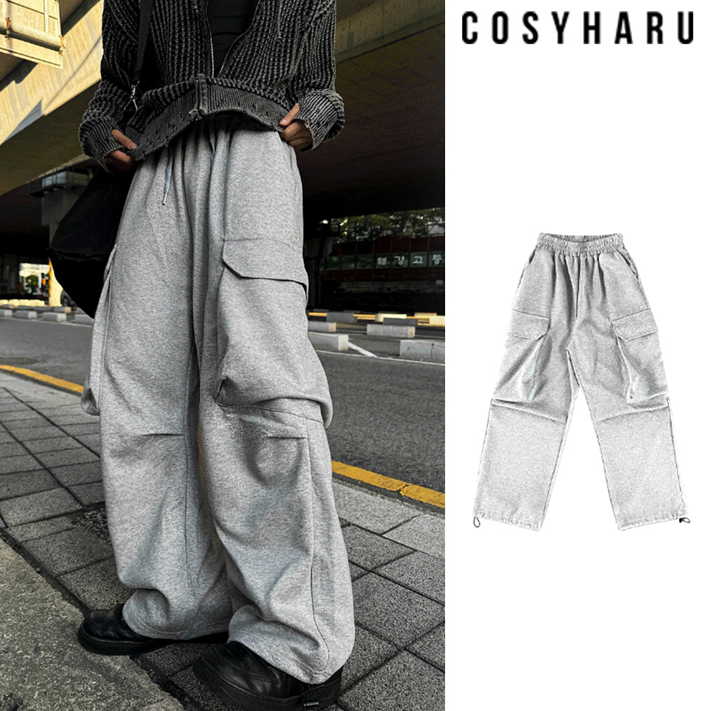 【COSYHARU】Katreet Cargo Pocket Wide Training Pants