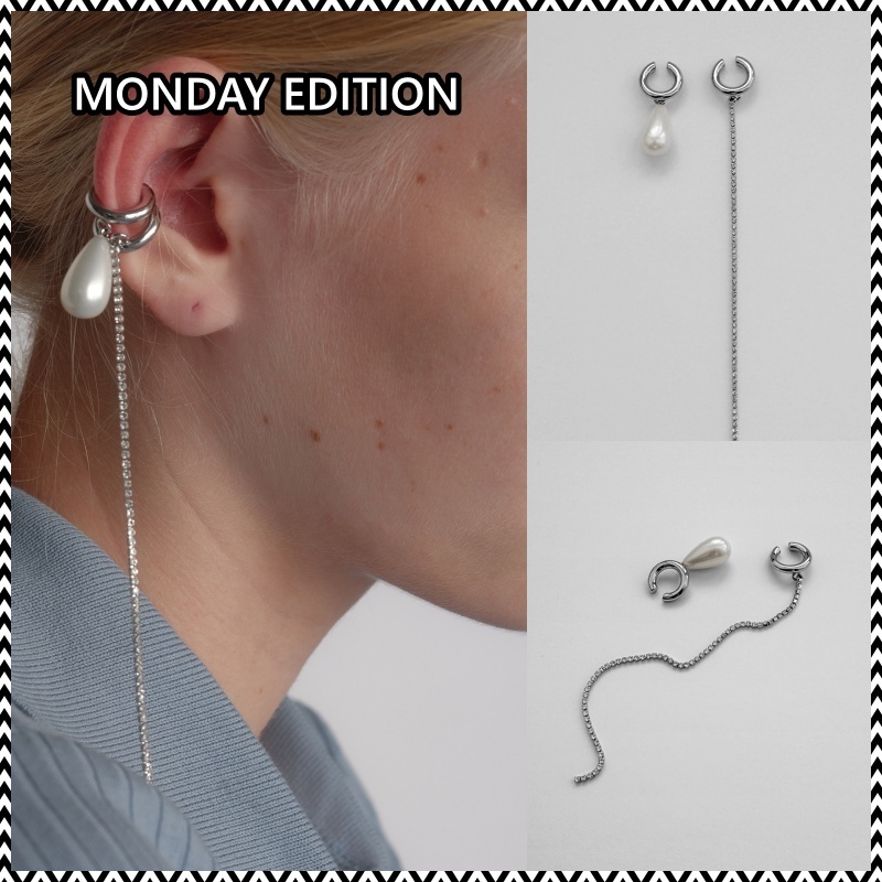 《MONDAY EDITION》 Teardrop Pearl Crystalline Ear Cuff